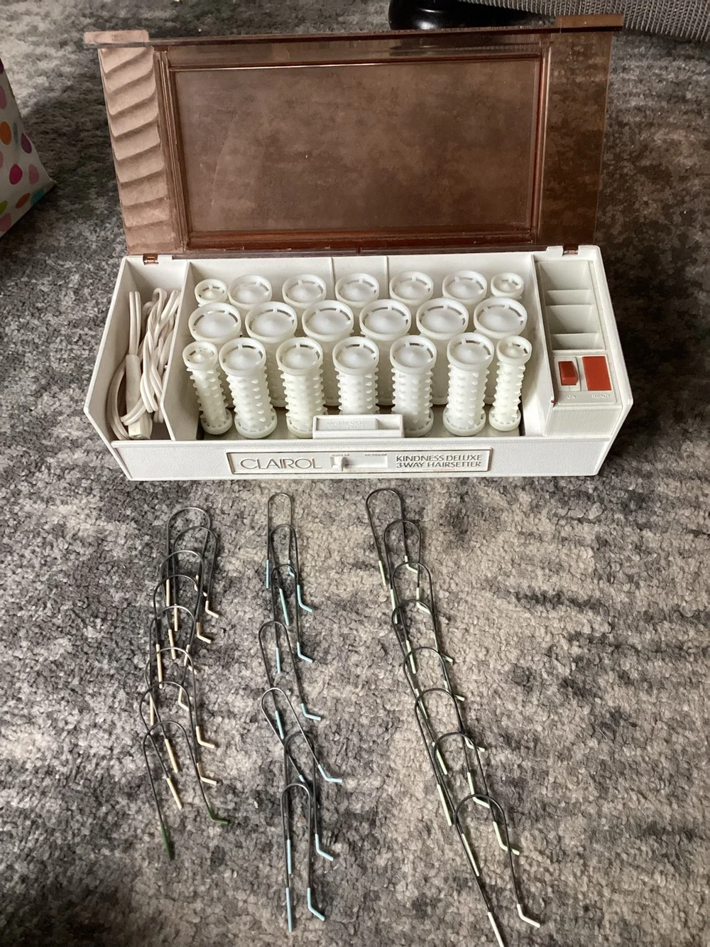 Vintage CLAIROL Kindness Deluxe 20 Hot Rollers 3-Way Hair Setter K-400S w/clips